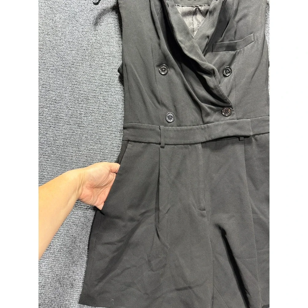 Michael Kors Romper Women 4 Black Sleeveless Double Breasted Pockets MU68W5442V